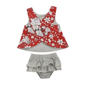 🆕Baby Girl Floral T-shirt+Tutu Diaper Cover Set